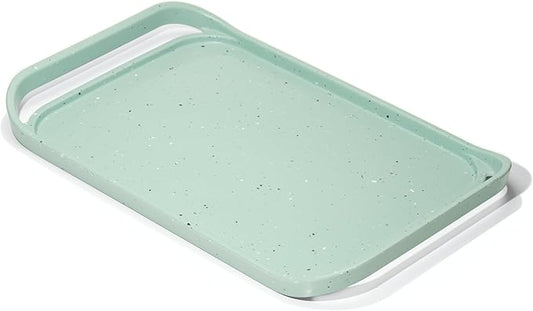 LINE+ARC Waterproof, Easy-to-Clean, 18"x12" Serving Tray Extra Large Handles (Mint) 100% Food-Grade Melamine for Breakfast, Dinner, Bed, Tea, Crafts