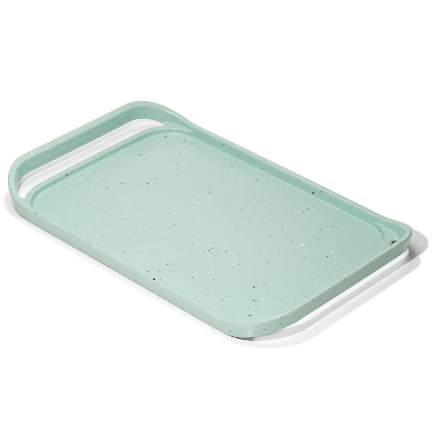 LINE+ARC Waterproof, Easy-to-Clean, 18"x12" Serving Tray Extra Large Handles (Mint) 100% Food-Grade Melamine for Breakfast, Dinner, Bed, Tea, Crafts