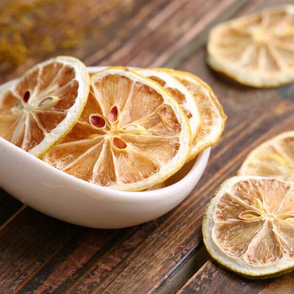 SXET Dried Lemon Slices, 100g/3.52oz Sun-dried Dehydrated Lemon Slice, No Additive, Dehydrated Lemons for Cocktails