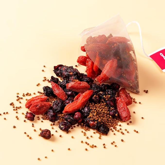 Goji Dodder Seed Five Flavor Berry Men’s Herbal Blend Tea – 枸杞菟丝子五味子茶 – 3.5oz/100g (30 Pyramid Tea Bags), Natural, Caffeine-Free, Non-GMO