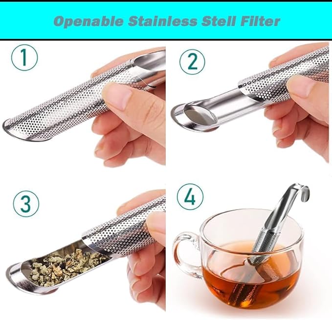New Gadgets 2024 Stainless Steel Tea DiffusersInfuser With Hanging Hook Tea Strainers For Loose Tea Infuser Coffee Tea Strainer (6 Pcs)