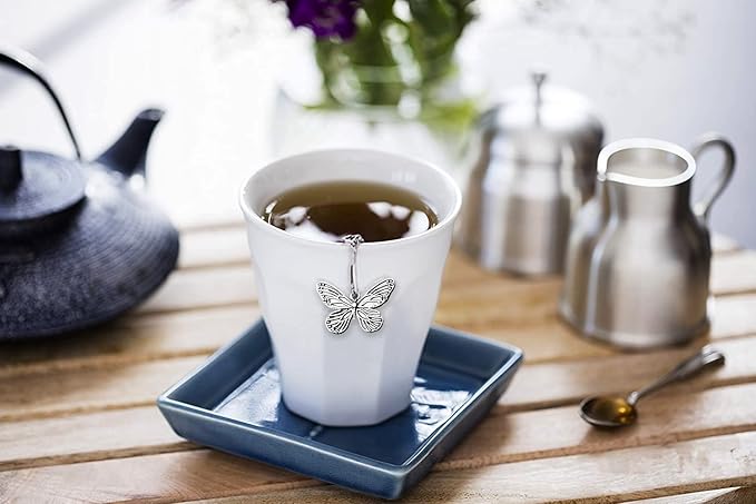 2pcs TeaSanavie Tea Infuser，Loose Tea Steeper Couple Handmade Honey Bee & Butterfly Tea Strainers for Loose Tea