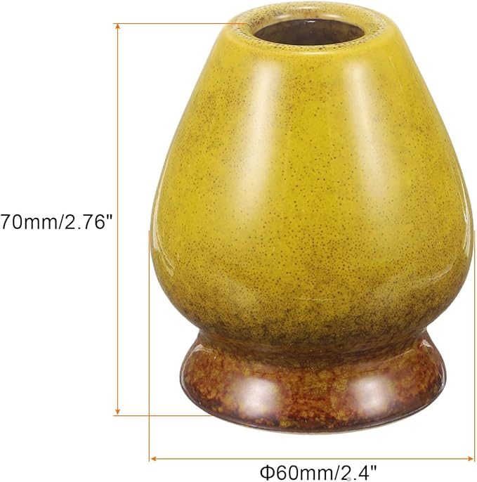 HARFINGTON Ceramic Chasen Stand 70mm Matcha Whisk Holder Teas Set Whisks Stand Traditional Matcha Tea Chasen Holder Tea Set Accessories for Tea Tasting, Gradient Yellow