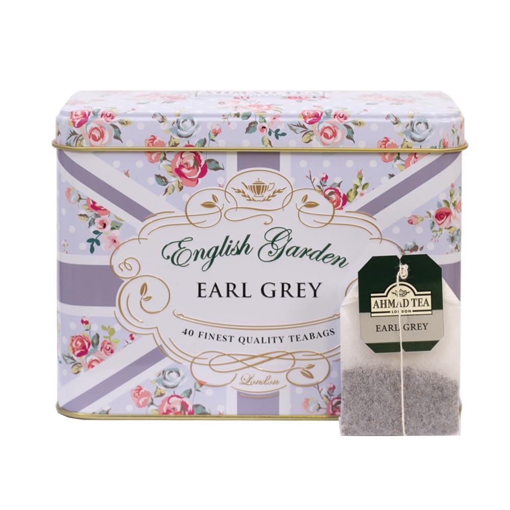 Ahmad Tea English Garden Caddy Earl Grey, 40 Tagged Teabags (Pack of 1)