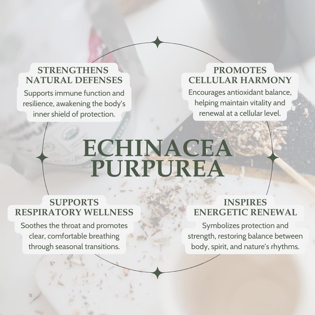 Organic Echinacea Purpurea 4 oz. (113g), USDA Certified Dried Echinacea Tea, Premium Quality Herb, Purple Coneflower, Cut &amp; Sifted