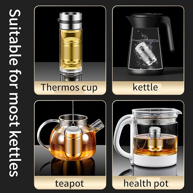 2pcs Tea Infuser, 304 Stainless Steel Tea Strainers for Loose Tea, Loose Leaf Tea Steeper, Fine Mesh Tea Ball holder with Chain Hook and Lid