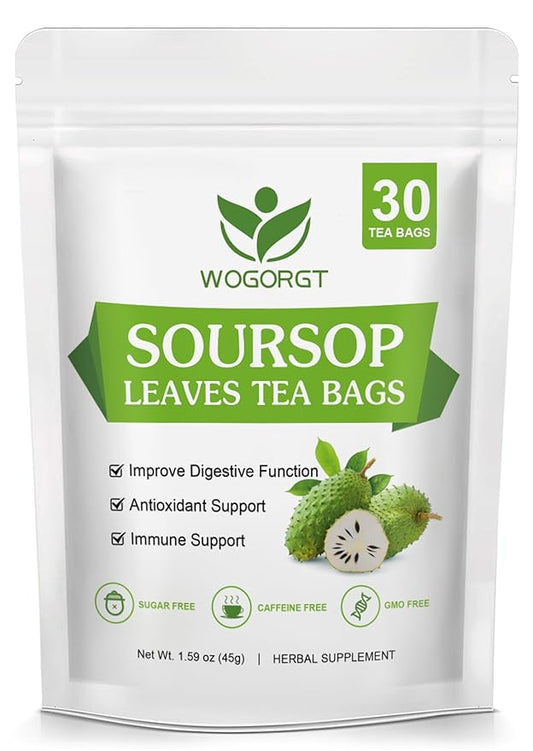 Organic Soursop Leaves Tea Bags - Soursop Graviola Leaves Herbal Tea bags for Immune Support, Antioxidant - Guanabana Leaves - Caffeine Free