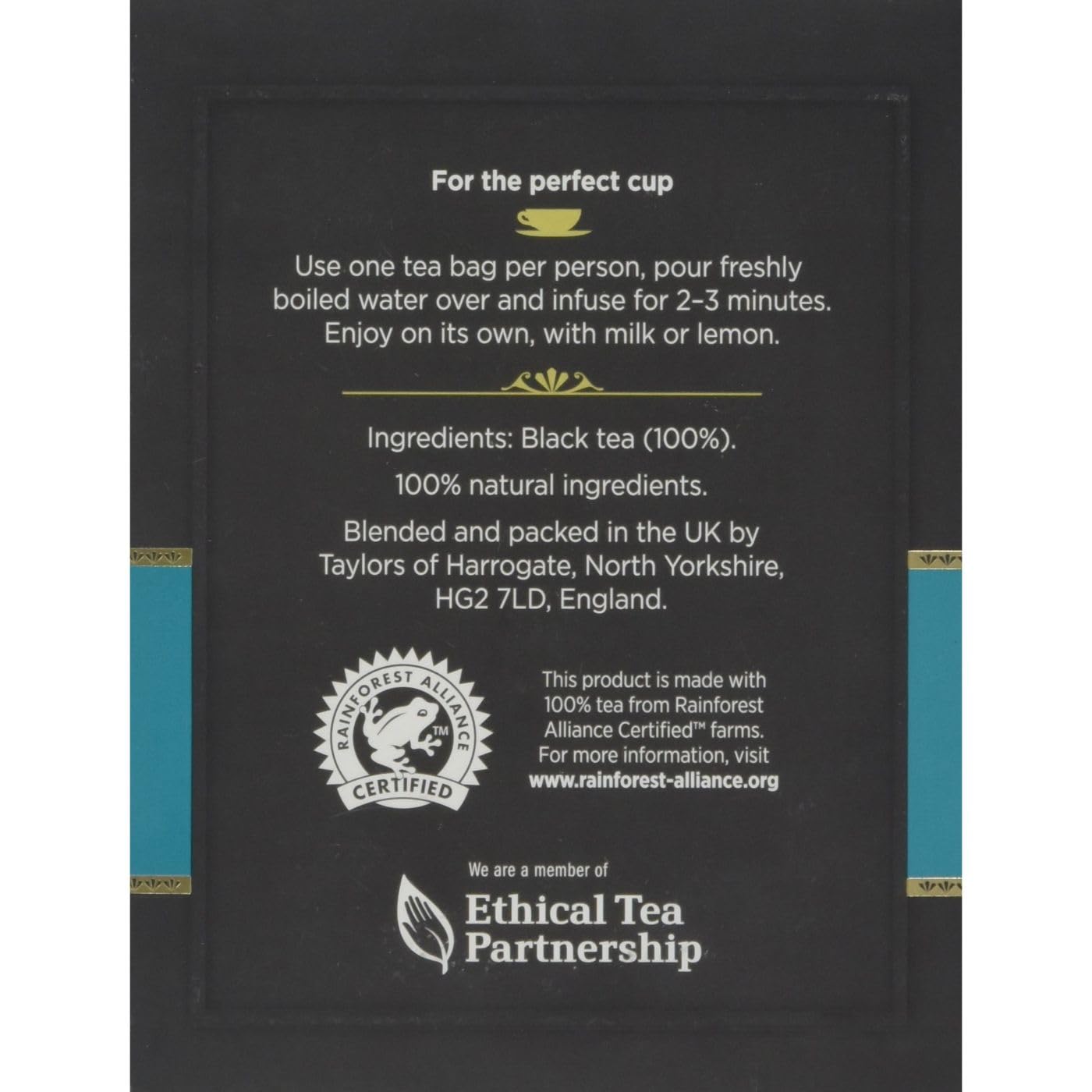 Taylors of Harrogate Afternoon Darjeeling, Black Tea, Individually Wrapped Bags 100 Count (Pack of 1), Delicate, Sweet & Floral, Caffeinated, Enjoy Hot or Iced, 100 Teabags