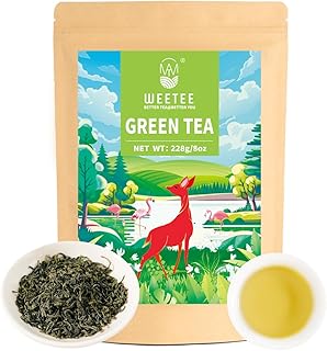WT WEETEE Green Tea Loose Leaf 8oz /228g, 110+ Cups Premium Green Tea Leaves, Chestnut & Bean Aroma, Sweet Aftertaste, High Mountain Green Loose Tea