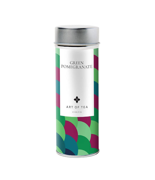 Art of Tea, Organic Green Pomegranate Green Tea 2.5oz, Artisan Loose Leaf Tea Tin