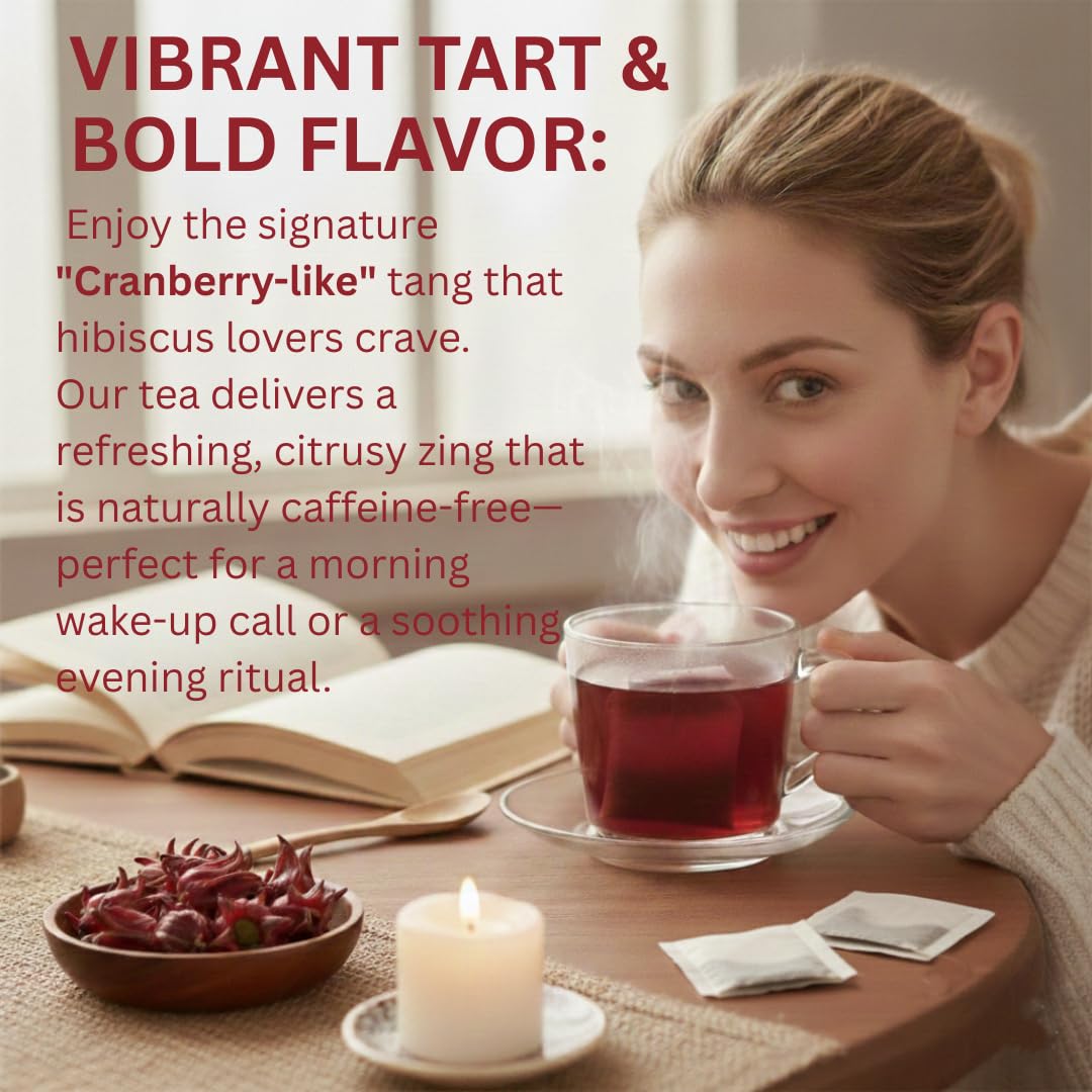 Organic Hibiscus Tea Bags 40 Count | Rare Variety Thai Red Purple Hibiscus Loose Flowers in Unbleached Sachets | Small Lot Eco-Farmed