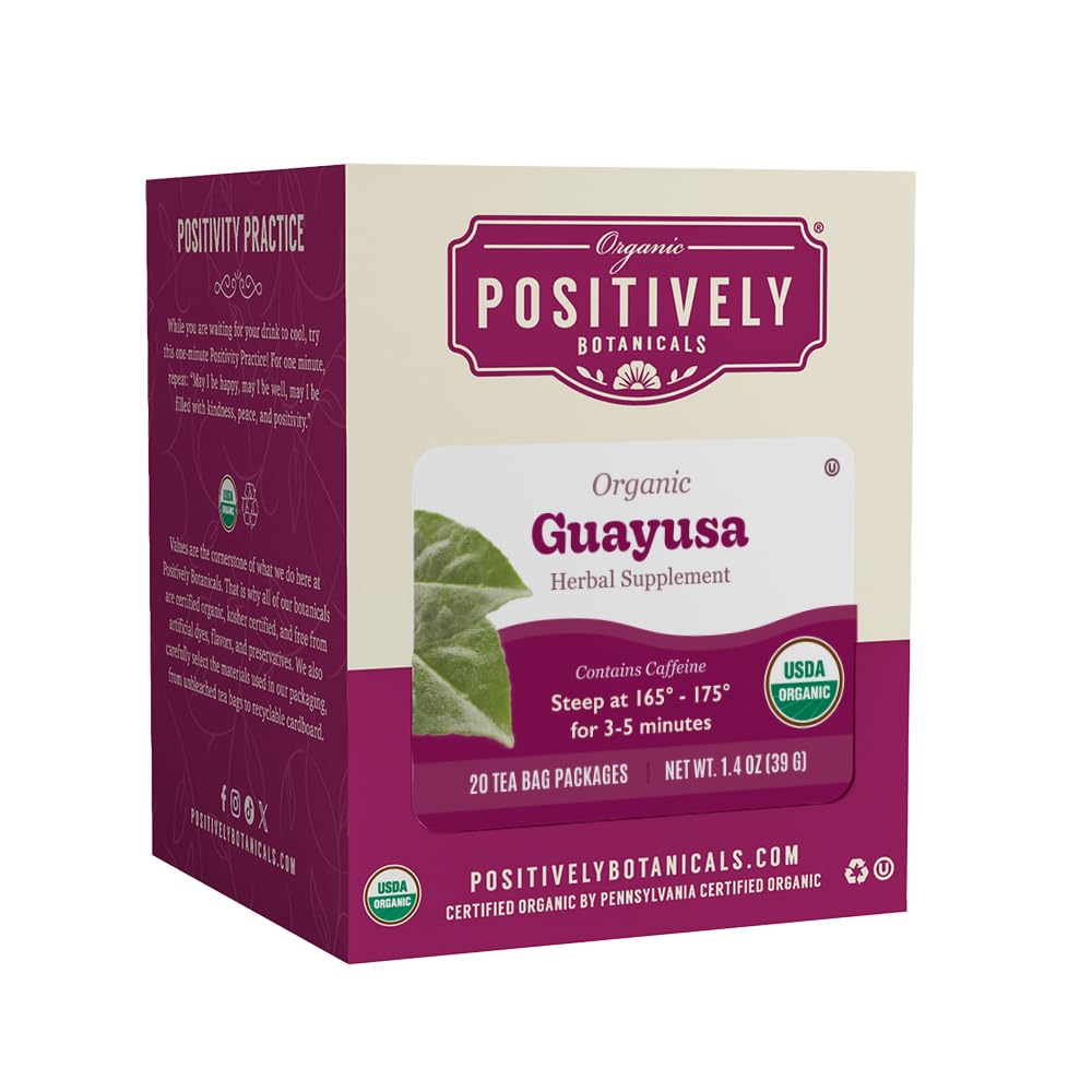 Positively Botanicals, Organic Guayusa Herbal Tea Bags, 20 Count