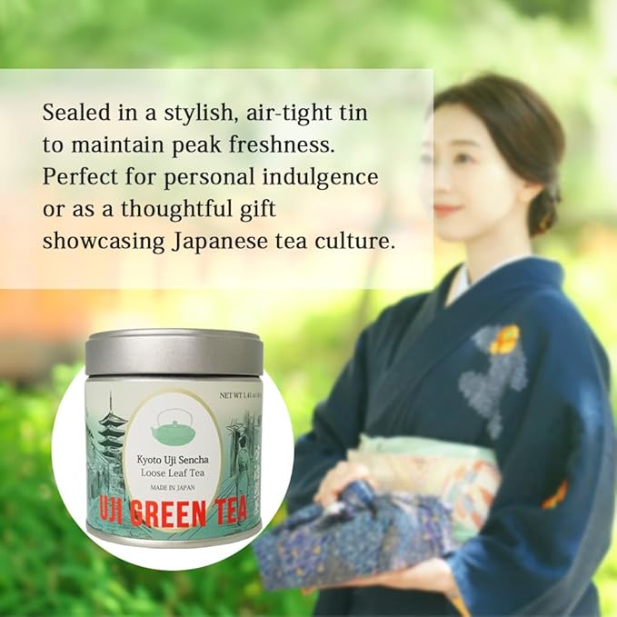 Premium Uji Sencha Green Tea – Authentic Japanese Loose Leaf Tea from Kyoto, 1.41 oz (40g) Tin – Freshly Harvested, Aromatic & Smooth Japanese food