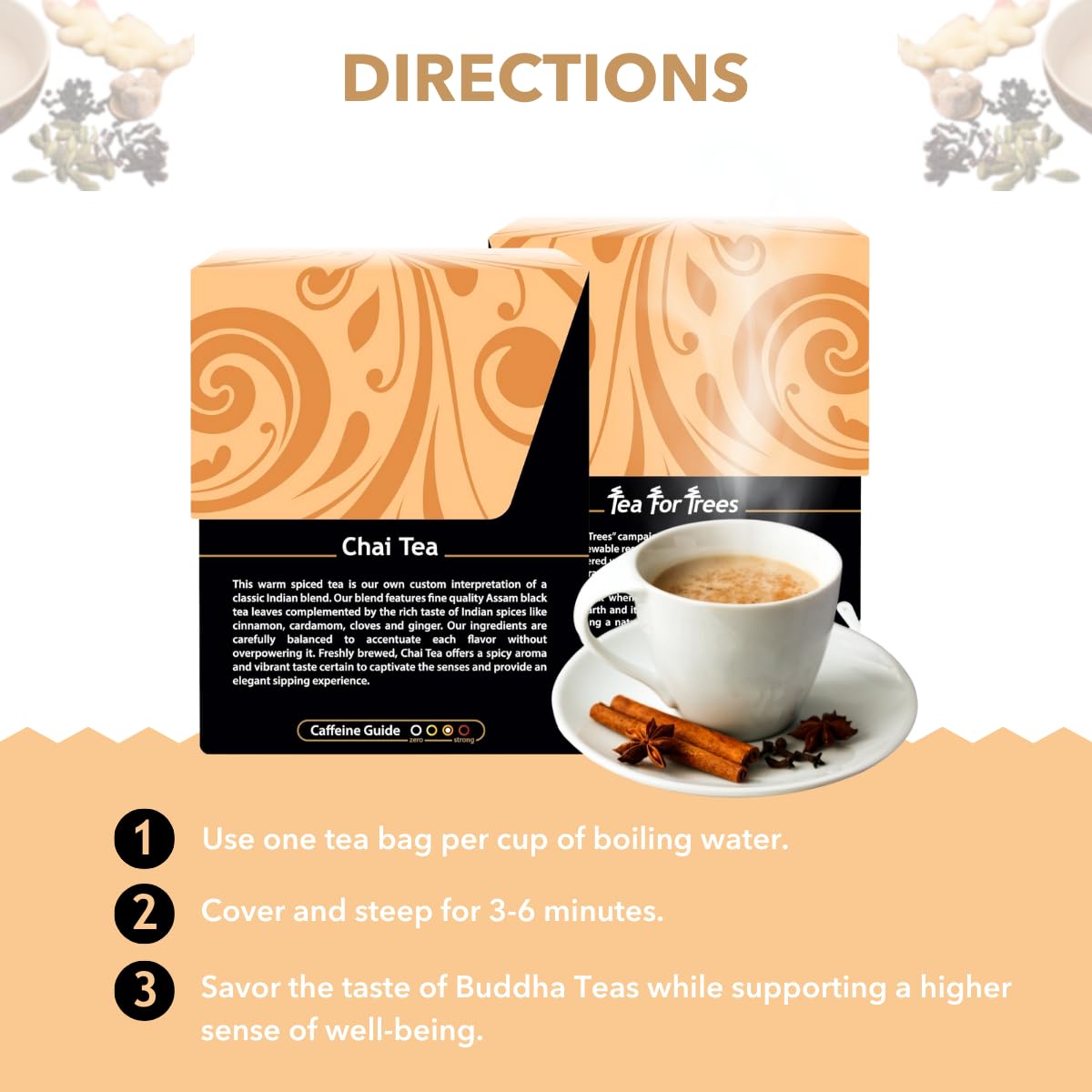 Buddha Teas Organic Chai Tea - Black Tea, Natural Caffeine