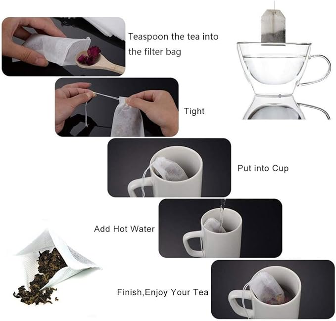 200pcs Tea Filter Bags Disposable Drawstring Seal Filter Tea Bags Infuser