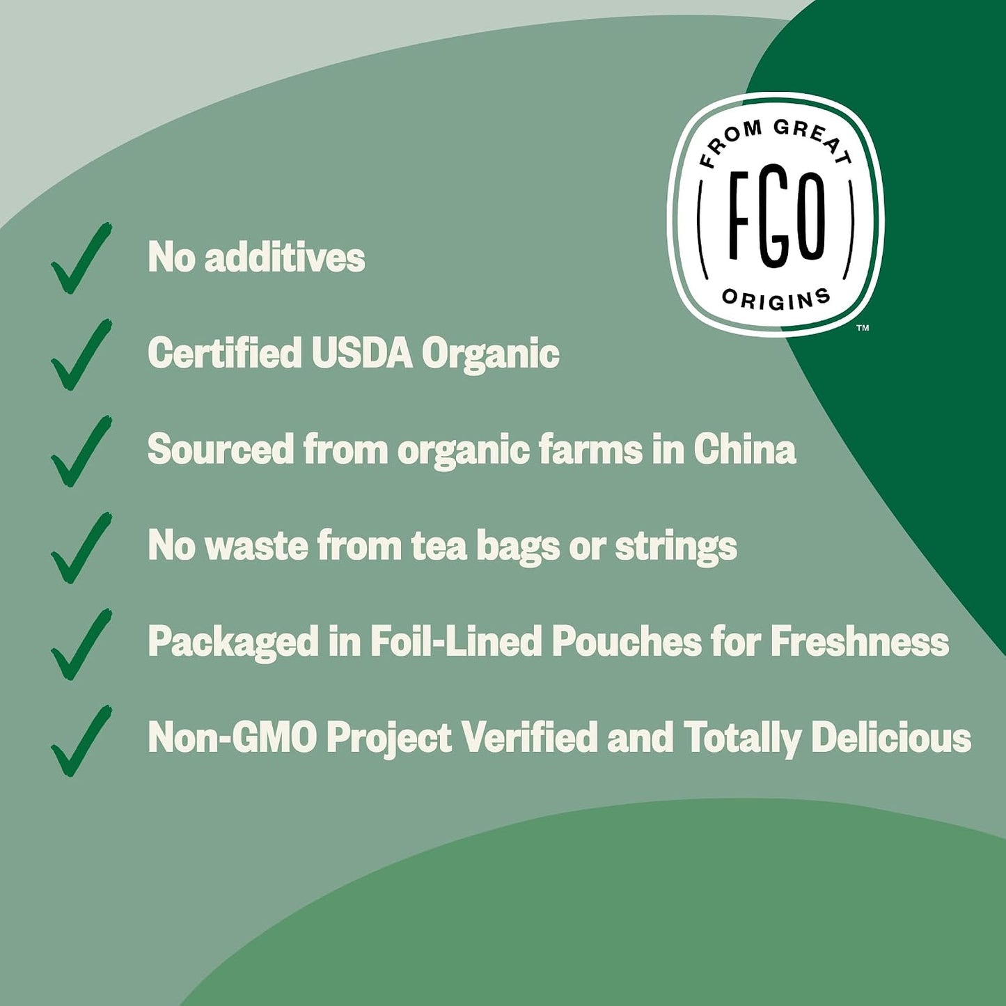 FGO Organic Jasmine Pearl Green Tea, 4oz, Loose Leaf - 50 cups