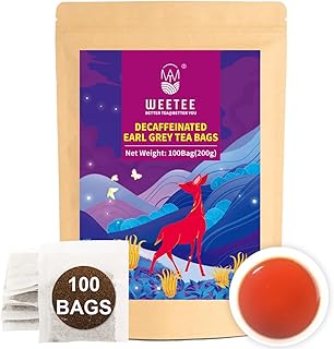 WT WEETEE Decaf Earl Grey Tea Bags, 100 Count CO2-Decaffeinated Black Tea Flavored with Bergamot Orange, Smooth & Refreshing, Drink All Day