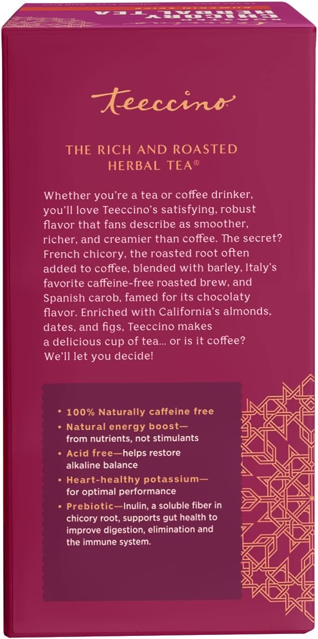 Teeccino Pumpkin Spice Herbal Tea - Rich &amp; Roasted Autumn Harvest Tea That’s Caffeine Free &amp; Prebiotic for Delicious Comfort, 25 Tea Bags