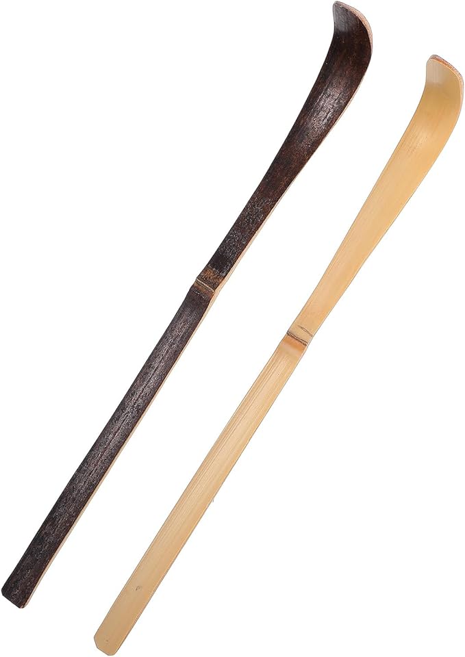 2 Pcs Matcha Spoons, Bamboo Scoop Tea Leaf Sticks Tea Whisk Scooping Teas Ceremony Utensil Chashaku Hooked Green Teas Spoon for measuring Coffee Powder Espresso Lover Spices Condiments