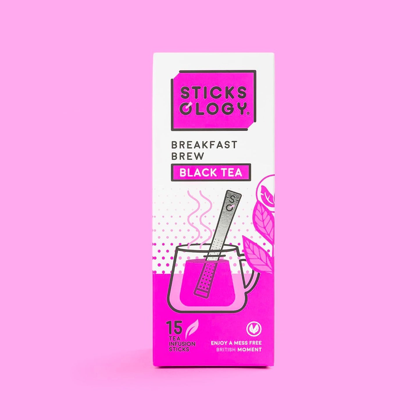 Sticksology Breakfast Brew Tea Sticks – Black Tea Infuser Sticks, Mess-Free Tea Stirrers, Rich Malty Flavor, High Caffeine, 15 Pack