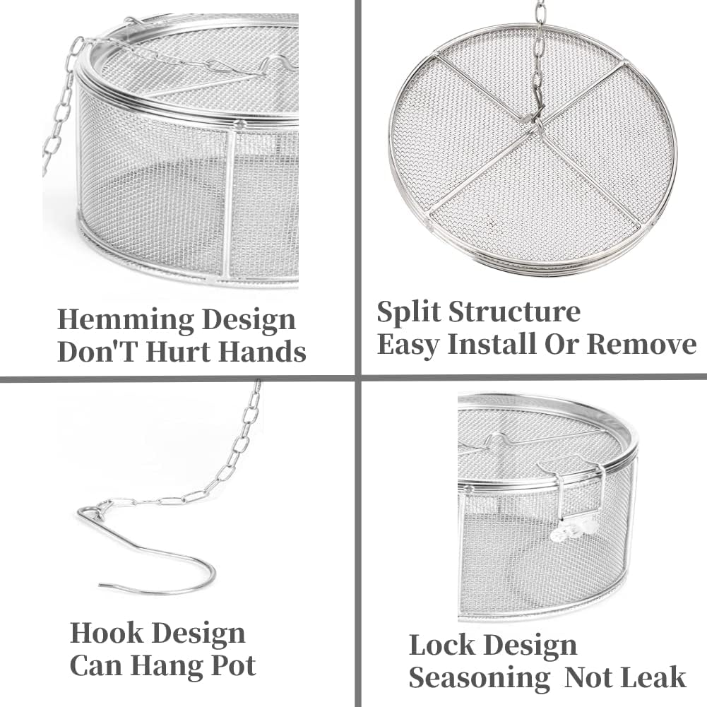 Tea Strainers for Loose Tea, Stainless Steel Seasoning Strainer | Sliver 5.52x3.94in, Tea Mesh Infuser with Chain Hook, Soup Seasonings Separation Basket Filter Tea Steeper for Brew Tea