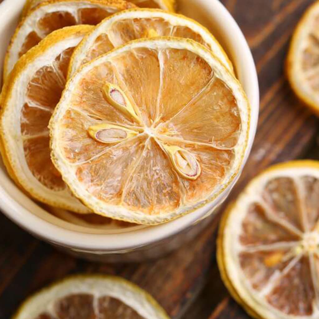 SXET Dried Lemon Slices, 100g/3.52oz Sun-dried Dehydrated Lemon Slice, No Additive, Dehydrated Lemons for Cocktails