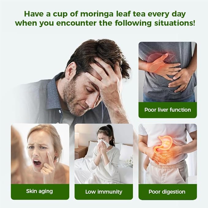 WOTIHA-Natural Moringa Leaf Tea 120g. 60 Herbal Tea Bags.100% Natural & Pure from Moringa Leaves，Non-GMO • Additive-Free • Caffeine-Free • Sugar-Free • Vegan