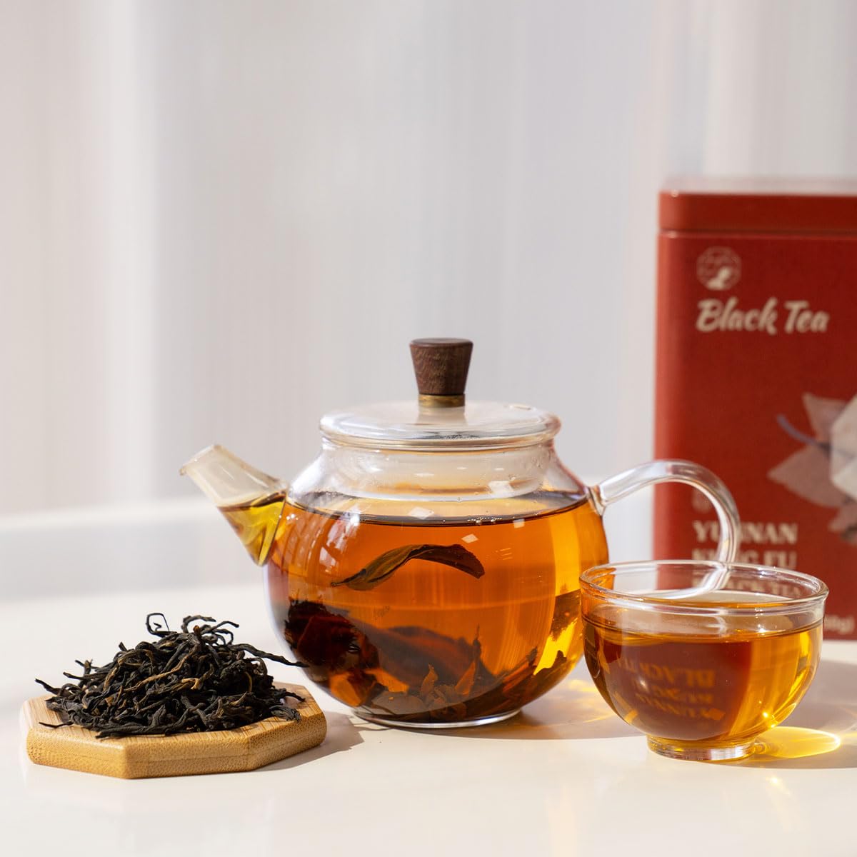 Chayan Yunnan Kung Fu Black Tea Loose Leaf, Authentic Smooth &amp; Rich Ancient Chinese Tea, Premium Loose Leaf Black Tea for Morning Energy, Fast Hot Brew or 8-Min Cold Brew, 1.76 oz (50g) Tin