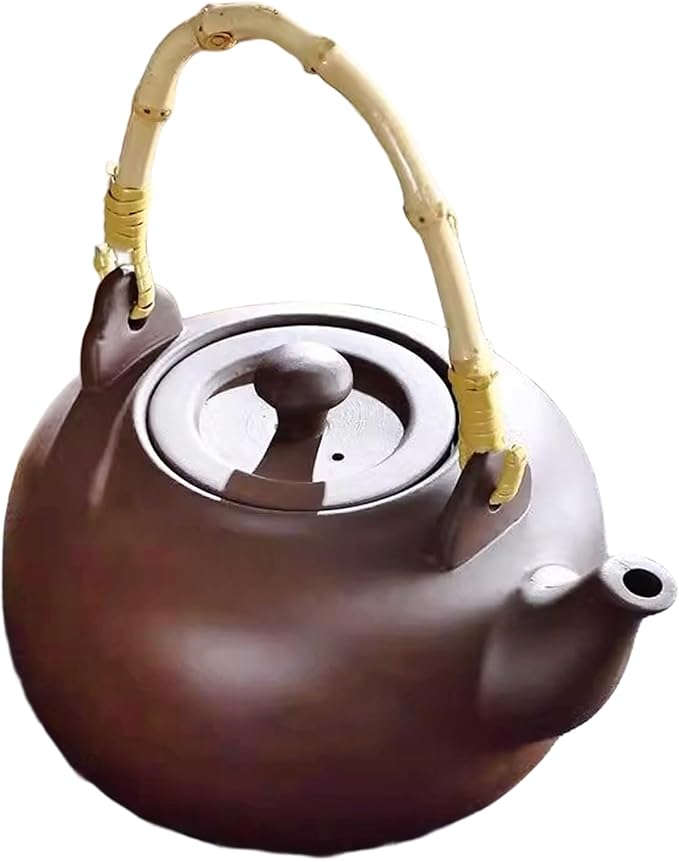 Japanese Tea Pot 800ml/28oz Purple Sands Clay Teapot with Wood Handle Kungfu Teapot for Stovetop