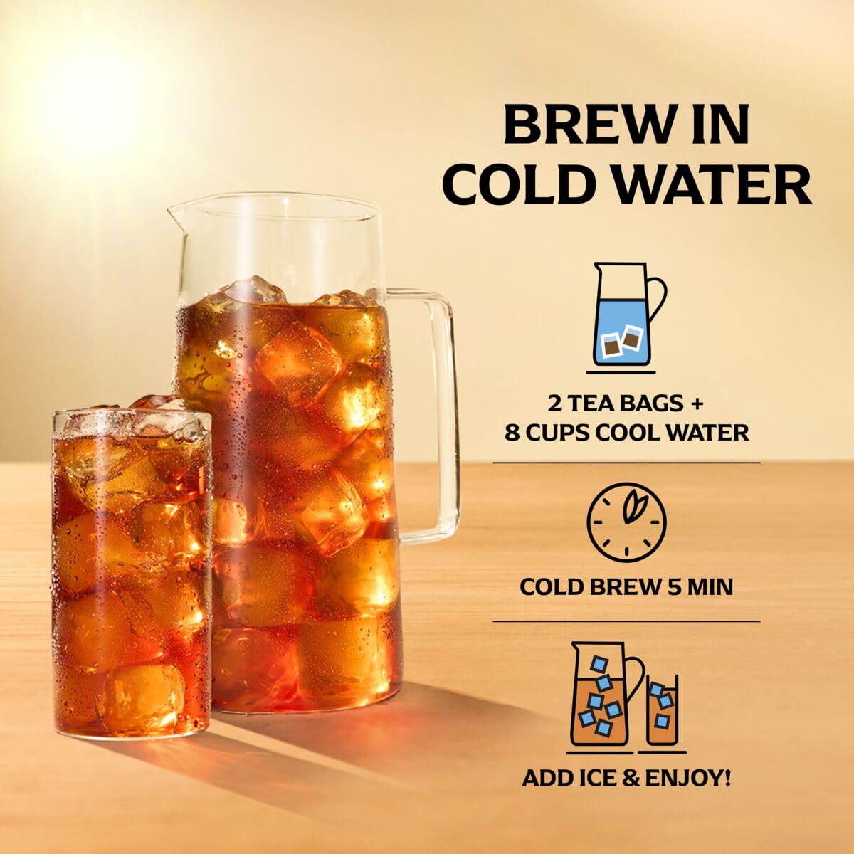 Lipton Decaf Cold Brew Black Tea Bags, Family Size, 22 Count