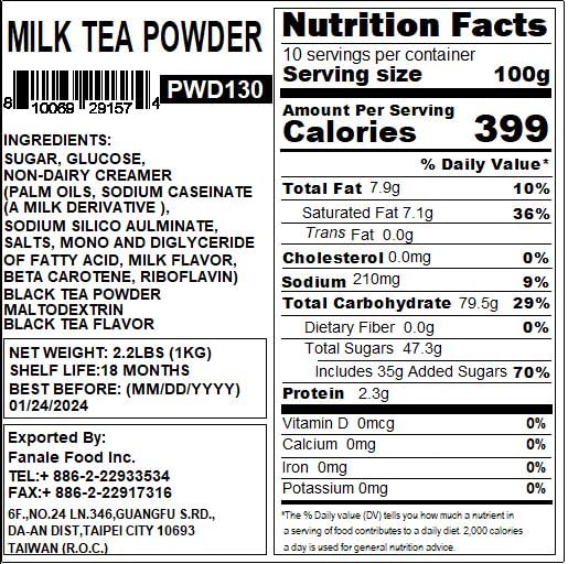 Fanale Premium Milk Tea Flavoring Powder, Perfect for Baking, Smoothies, Desserts and Drinks, Instant Flavoring Powder for Boba Milk Tea