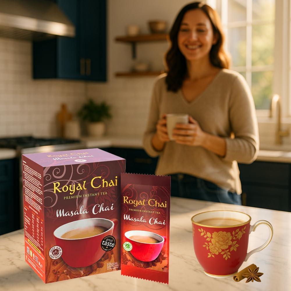 ‎Royal Chai | Masala Chai Sweetened | 10 Count Single Box | All Natural, No Preservatives | Premium Instant Tea | Made in the UK