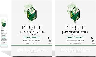 Pique Organic Sencha Tea Crystals - Supports Immunity, Energy - 28 Single Serve Sticks (Pack of 2)