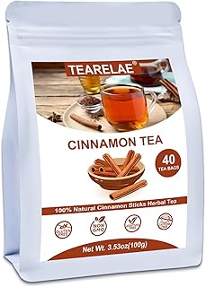 TEARELAE - Cinnamon Tea, 40 Count - Pure Cinnamon Sticks Tea Bags - Hot Cinnamon Spice Tea - Rich in Antioxidants - Non-GMO - Caffeine-Free