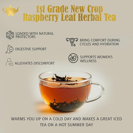 The Elegant Elephant Raspberry Leaf Loose Herbal Tea – 4.4oz Resealable Bag (Makes 50 Cups)
