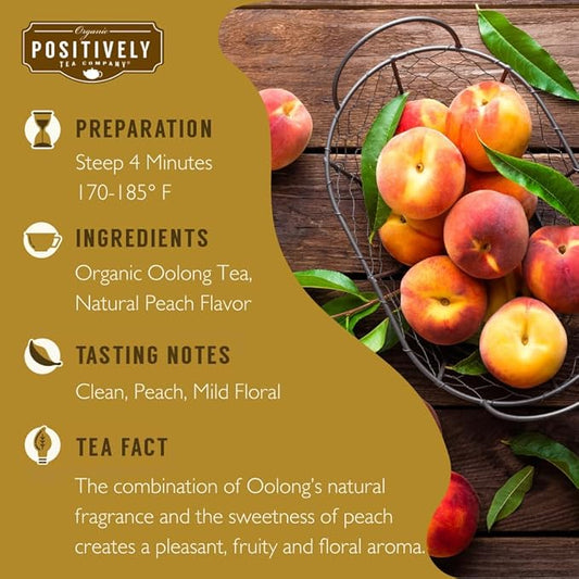 Organic Positively Tea Company, Peach Oolong Tea Bags, 20 Count