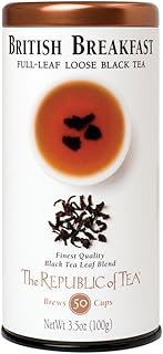 The Republic of Tea British Breakfast Black Full-Leaf Loose Tea, 3.5 oz Tin | Steeps 50 Cups