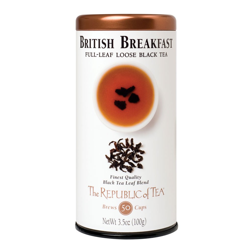 The Republic of Tea British Breakfast Black Full-Leaf Loose Tea, 3.5 oz Tin, Steeps 50 Cups