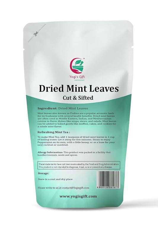 Dried Mint Leaves 4 oz, Peppermint Leaves For Tea & Savoury, Non-GMO, Ethically Sourced, Cut & Sifted, Bulk Tea Loose Leaf - Yogi’s Gift®