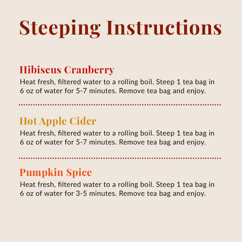 The Republic of Tea Harvest Stackable Tea Sampler, 36 Count | Three fall teas: Hibiscus Cranberry, Hot Apple Cider and Pumpkin Spice. 12 tea bags of each variety.