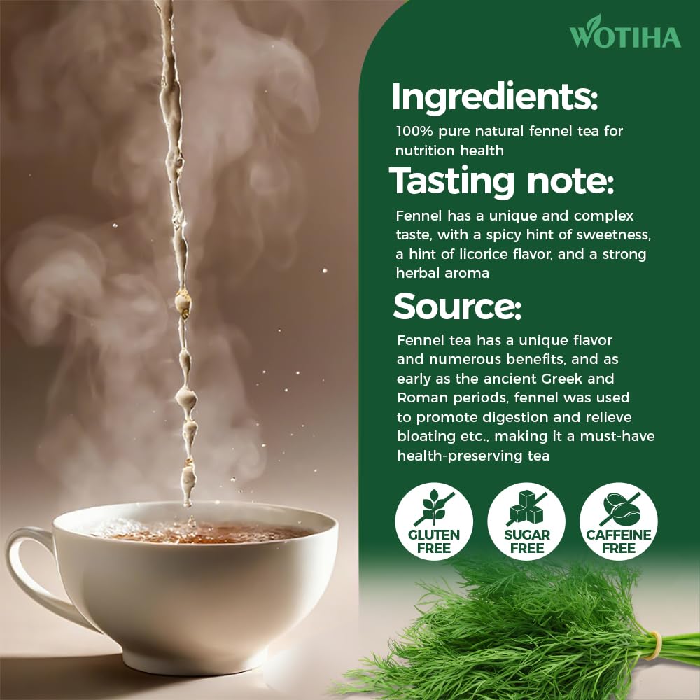 WOTIHA Premium Fennel Seed Tea (1.1 lbs / 500g) - Whole Dried Fennel Seeds Culinary Grade - Naturally Gluten-Free &