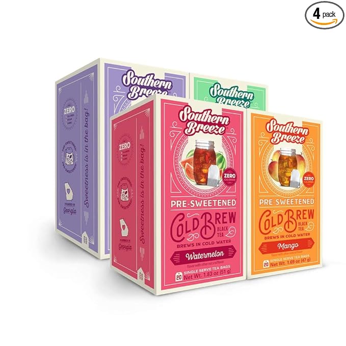 Southern Breeze Cold Brew Sweet Tea Variety Pack Iced Tea with Black Tea and Zero Carbs Zero Sugar, 