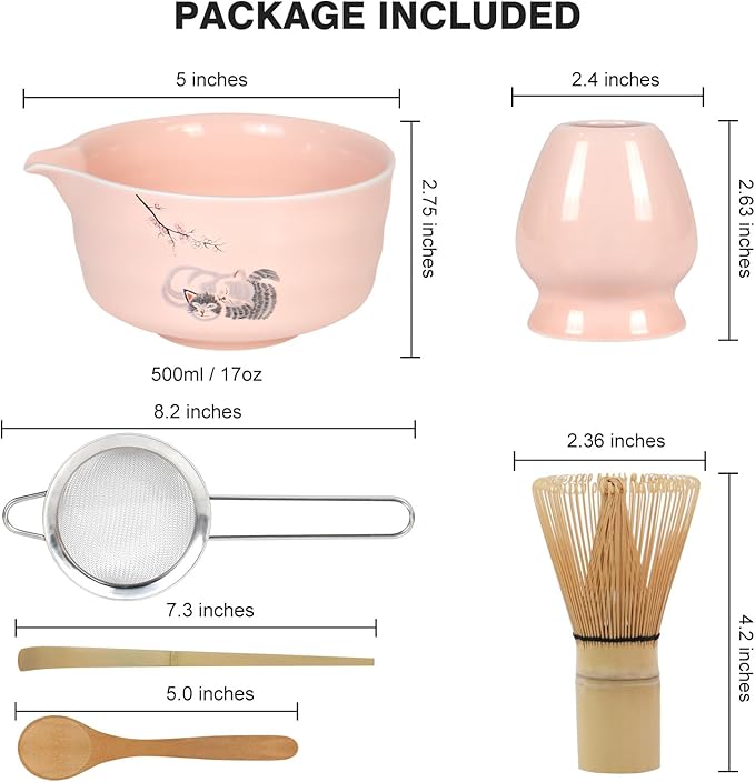 Matcha Whisk Set – 8 PCS Complete Ceremonial Grade Matcha Set, Premium Japanese Matcha Kit with Bamboo Whisk for Matcha Tea, Mixing Bowl, Scoop