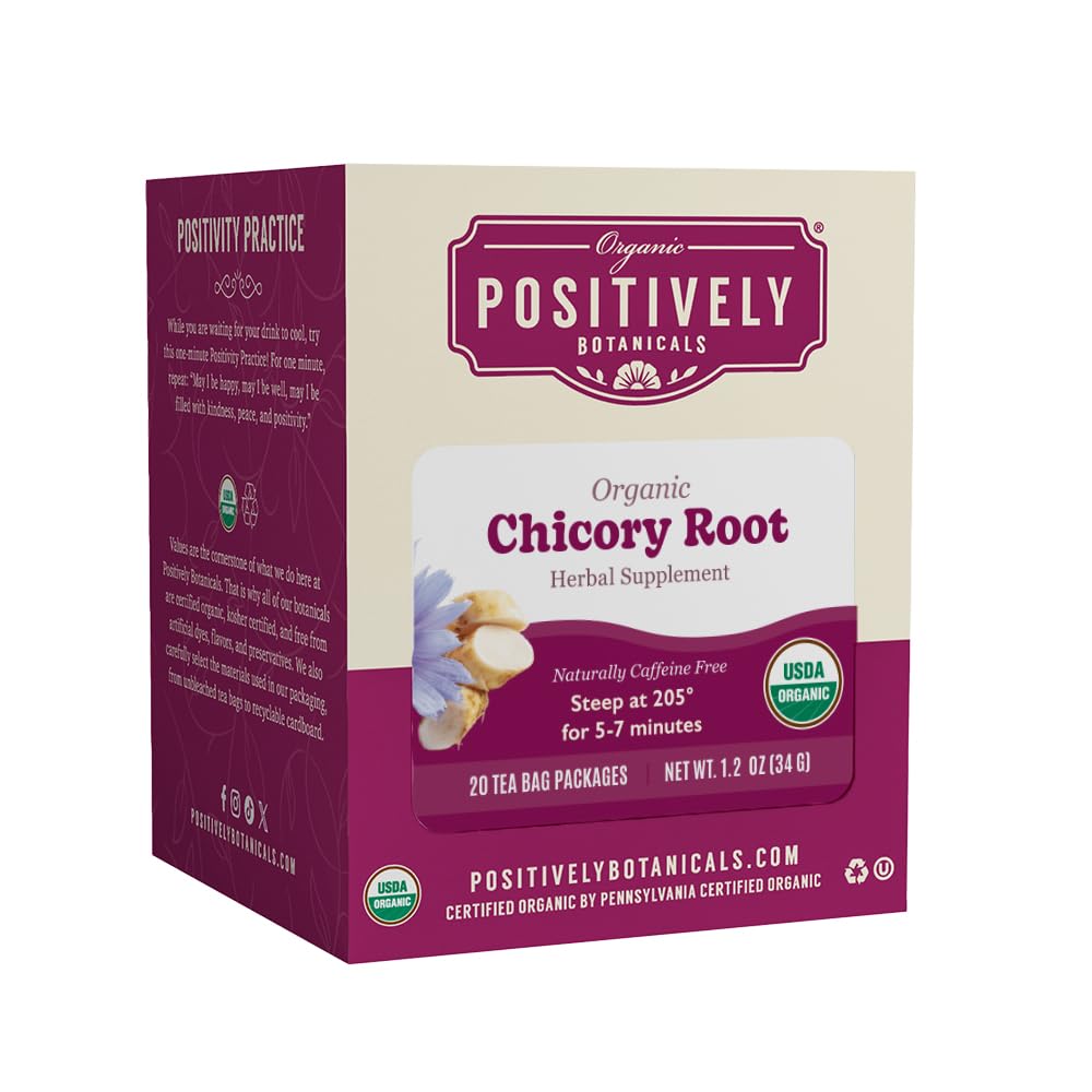 Positively Botanicals, Organic Chicory Root Herbal Tea Bags, 20 Count