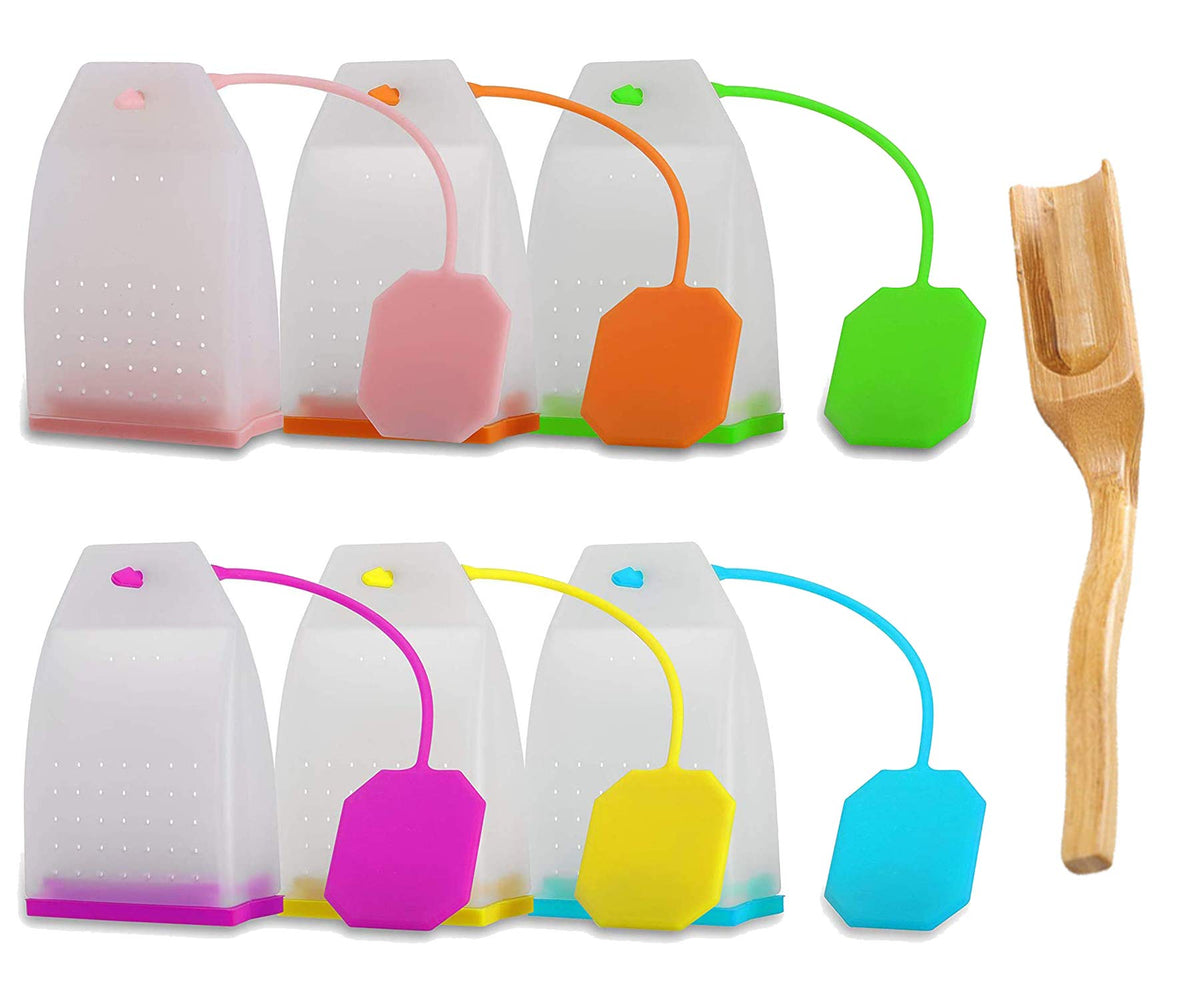 Ecurfu 6 Pack Silicone Tea Infuser, Reusable Tea Bags Tea Strainer Filter Tea Steeper Tea Diffuser Tea Holder for Loose Leaf