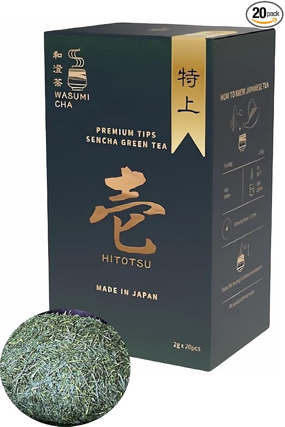 Wasumicha -Hitotsu Japanese Green Sencha Tea hot brew cold brew Biodegradable Teabag 20bags