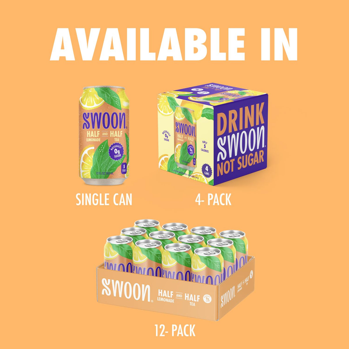 Swoon Half Unsweetened Iced Tea & Half Lemonade - Low Carb, Gluten Free, Keto & Paleo-Friendly - Natural Lemon Juice