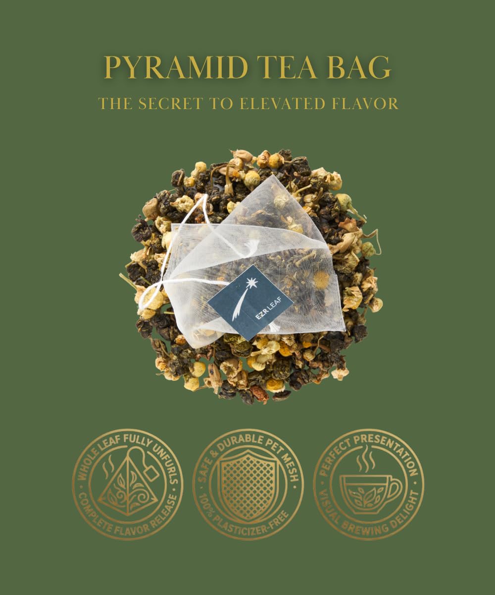 EZR Leaf Tea Sampler Gift Box– 22 Pyramid Tea Bags with Taiwan Black, Osmanthus Oolong, Chamomile Oolong, Berry Black, Four Seasons Green – Flavored Assorted Tea Set for Gifting & Tasting