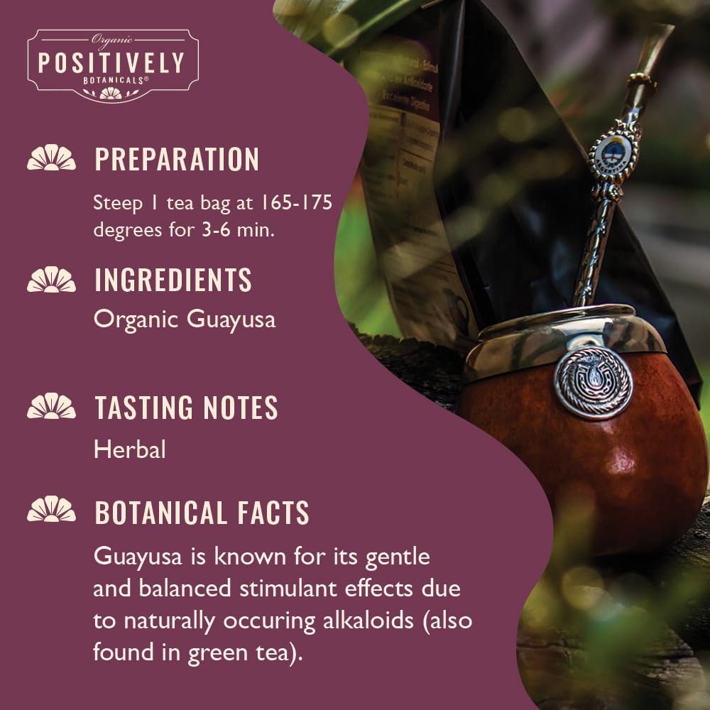 Positively Botanicals, Organic Guayusa Herbal Tea Bags, 20 Count