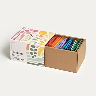 Rishi Tea Sachet Sampler Gift Box - Assorted Tea Set of Organic, Caffeinated and Non-Caffeinated Sachet Bags - 24 Count